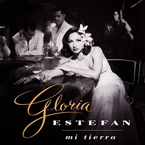 Gloria Estefan album cover, "Mi Tierra," featuring a woman in a gown.
