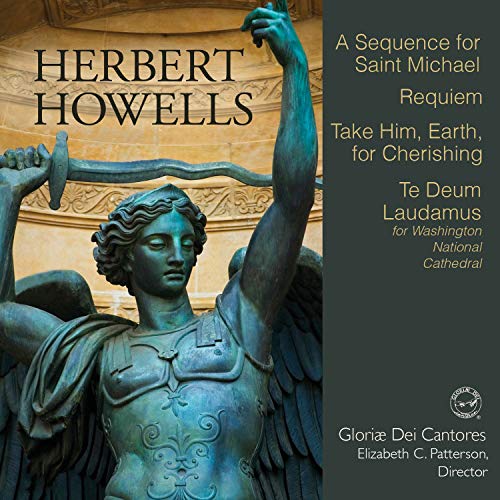 CD cover featuring a bronze angel statue and text listing musical works.