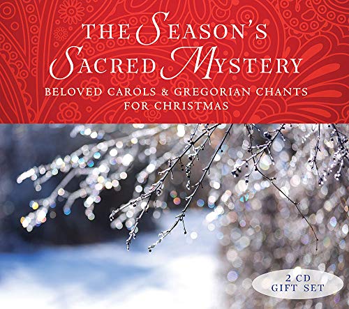 "Christmas CD cover with red title banner and snowy branch with sparkling lights."