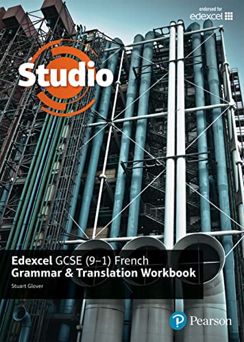 French grammar workbook cover with modern building image and orange "Studio" logo.