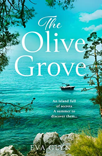 Book cover with turquoise water, trees framing a small boat, and text.