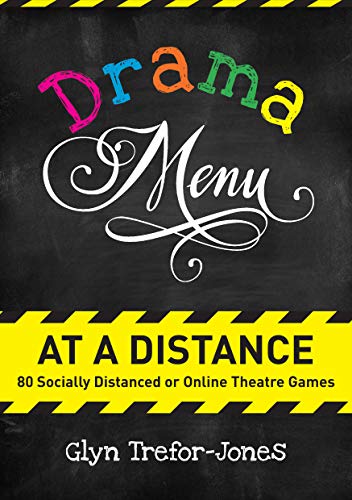Book cover: "Drama Menu at a Distance" with colorful title and caution tape.