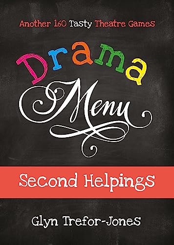 Book cover titled Drama Menu: Second Helpings with colorful text on a chalkboard background.