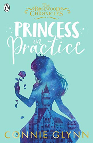 Book cover featuring a galaxy-patterned silhouette of a princess holding a rose over a castle.
