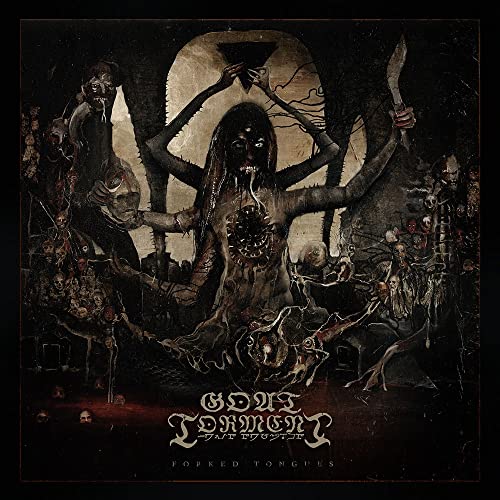 Dark album cover with demonic figures and ritualistic imagery.