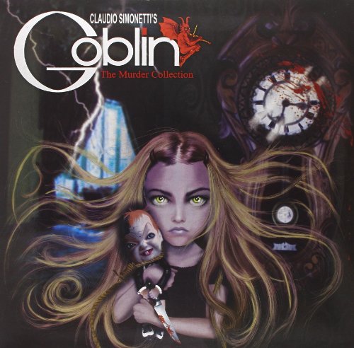 Vinyl album cover: a woman holding a doll, clock and lightning.
