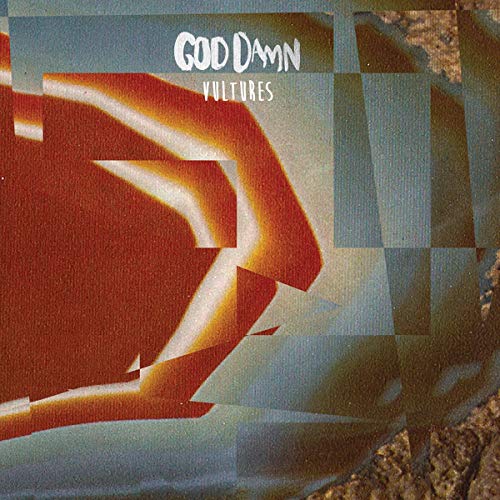 Album cover for "God Damn - Vultures" with abstract, distorted imagery.
