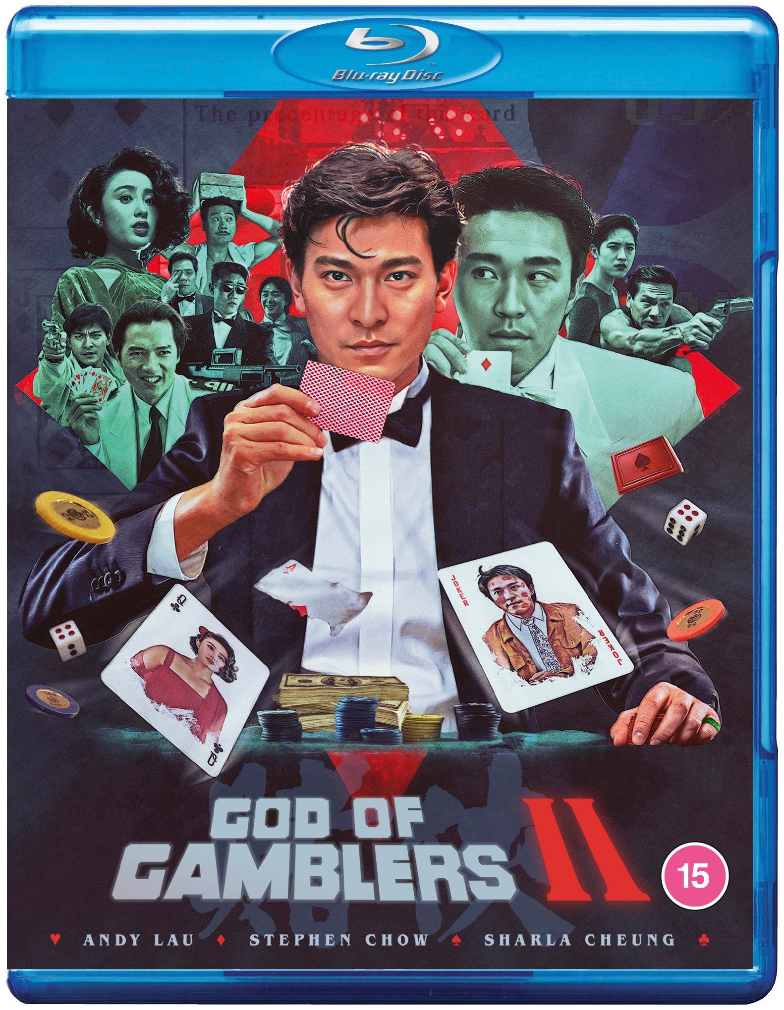 “God of Gamblers 2” Blu-ray cover featuring a man with playing cards and casino chips.