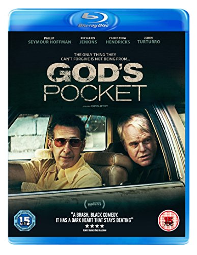 Blu-ray cover for God's Pocket featuring John Turturro and Philip Seymour Hoffman in a car.