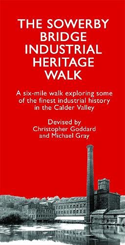 Red book cover with factory chimney and building reflections.