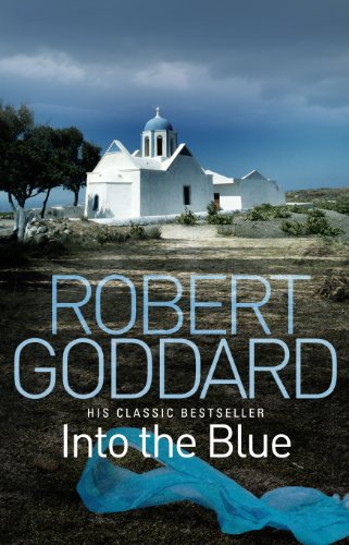 Book cover: white church on hillside, blue fabric, title "Into the Blue".