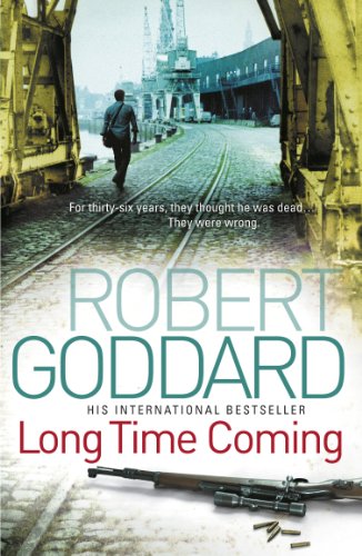 Book cover: man walking towards cranes, guns and bullets below title.