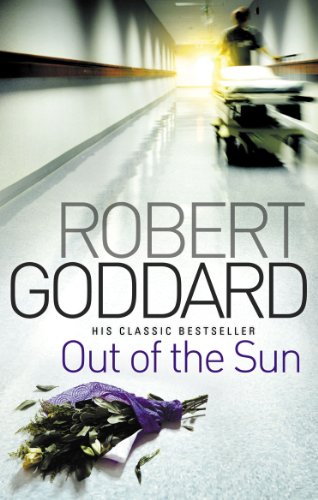 Book cover: long hallway, blurred figure, and dropped purple flowers.