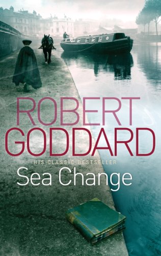 Book cover: woman and horse by a canal, muted tones, text "Sea Change".