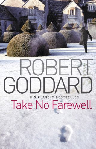 Book cover: snowy garden, distant figure, and large white text “Robert Goddard”.