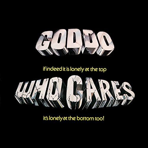 CD cover for Goddo’s “Who Cares” with cracked, metallic lettering.