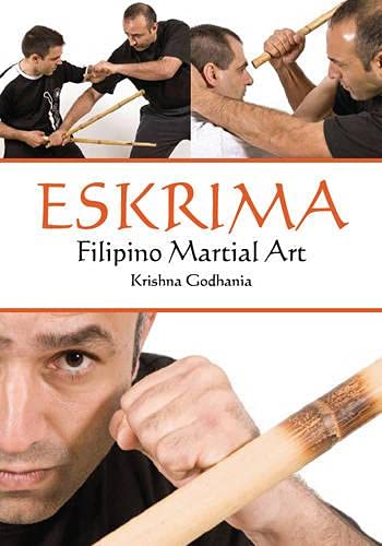 Book cover depicting Eskrima practitioners with wooden sticks, and a clenched fist.