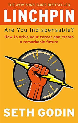 Book cover: "Linchpin" by Seth Godin, with a fist and lightning bolt.