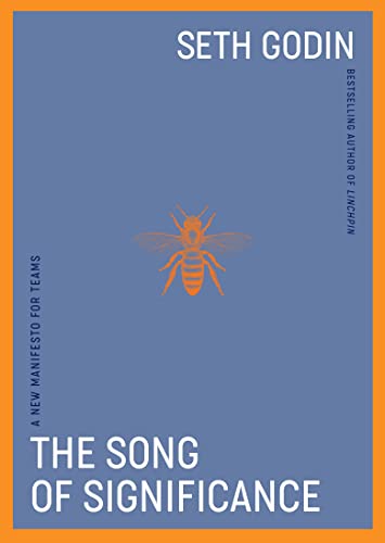 Book cover: blue background, orange text, and a golden bee illustration.