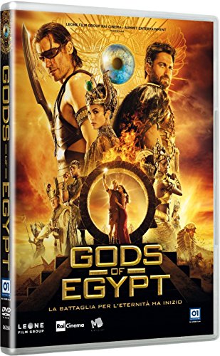 Gods of Egypt Blu-ray cover featuring a cast of characters against a golden background.