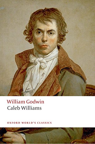 Book cover: portrait of a man in a red coat, “Caleb Williams” title.