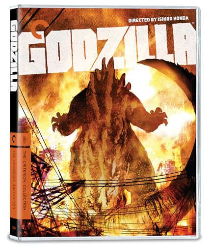 Godzilla Blu-ray cover featuring the monster amidst a burning city.