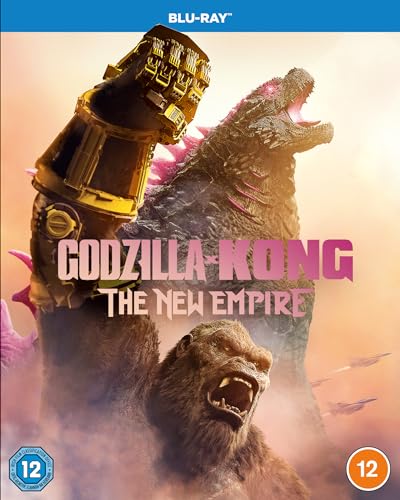 Godzilla, Kong, and a robotic hand on the "Godzilla X Kong: The New Empire" Blu-ray.
