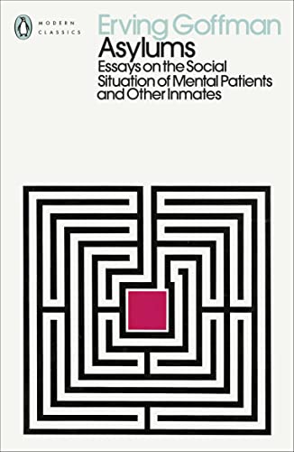 Book cover for “Asylums” featuring a black and white labyrinth design.