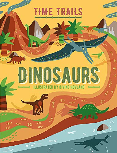 Book cover with illustrated dinosaurs, volcano, and prehistoric landscape.