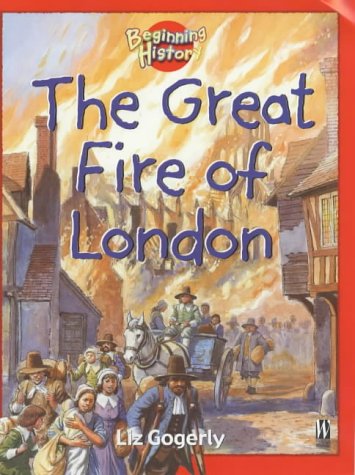 Book cover depicting the 1666 Great Fire of London with people fleeing.