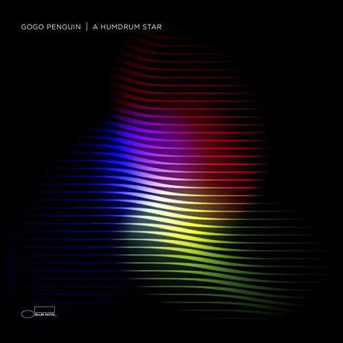 GoGo Penguin album cover: abstract rainbow lines on a black background.
