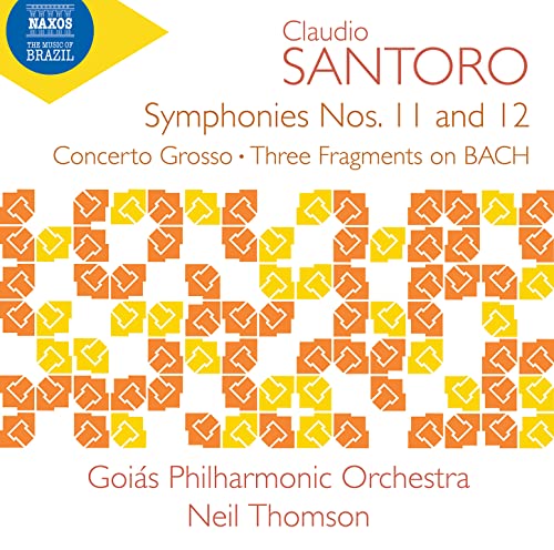 CD cover for Claudio Santoro symphonies featuring orange and yellow geometric patterns on white.