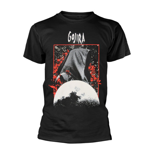 Black t-shirt with a graphic of a wolf howling at the moon.
