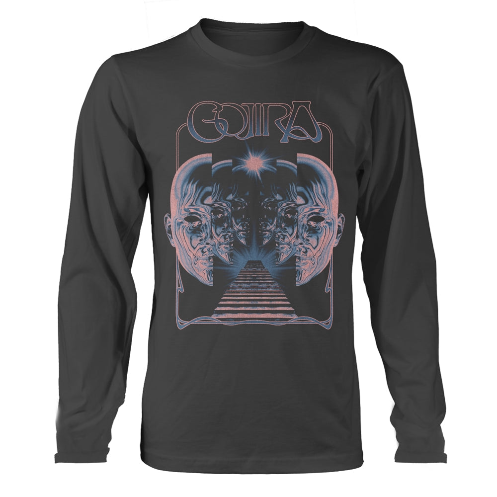Black long sleeve t-shirt with psychedelic Gojira band logo design.