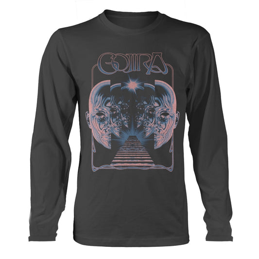 Black long sleeve t-shirt with psychedelic Gojira band logo design.