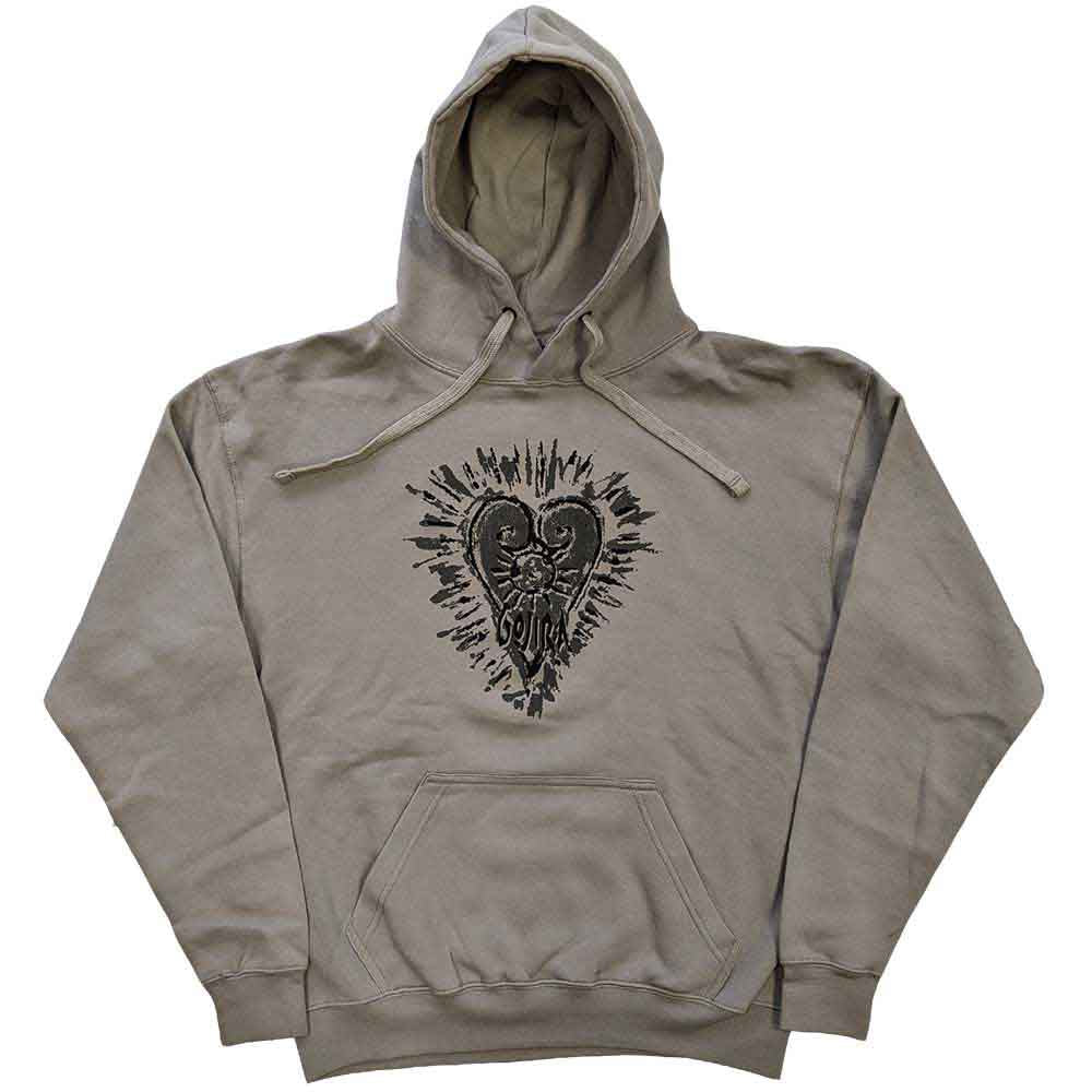 Dark hoodie with a Gojira band logo featuring a heart and the word “Fortitude”.