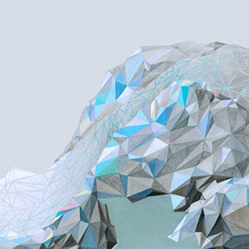 Abstract geometric design in shades of blue, gray, and white.