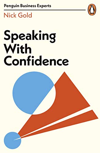 Book cover: "Speaking With Confidence" by Nick Gold, with abstract shapes.
