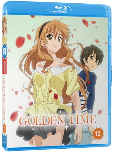 Golden Time" Blu-ray cover featuring two anime characters amidst falling petals.