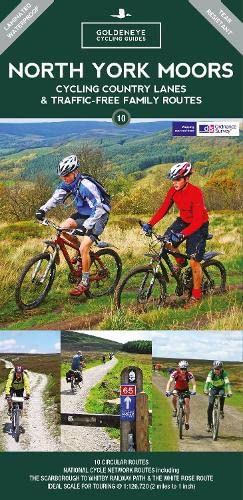 Cover of North York Moors cycling guide featuring various cyclists on outdoor trails.