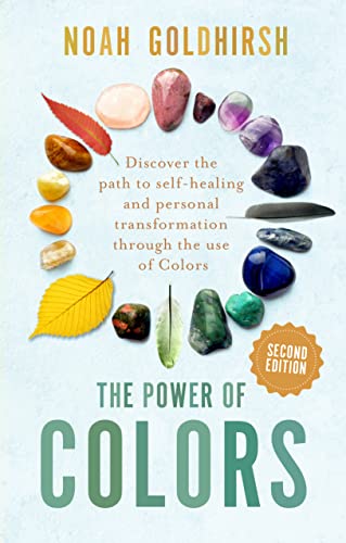 Book cover with colorful stones and leaves, titled "The Power of Colors.