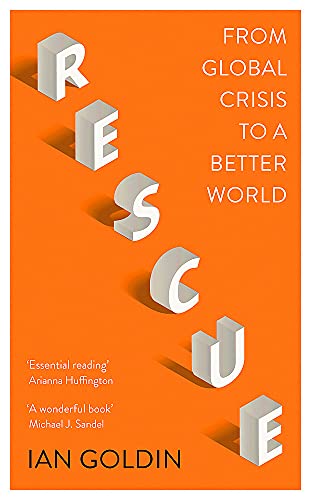 Book cover: "Rescue" by Ian Goldin, with 3D text on orange background.