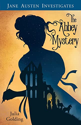 Book cover: Silhouette of a woman with an abbey and horses inside.