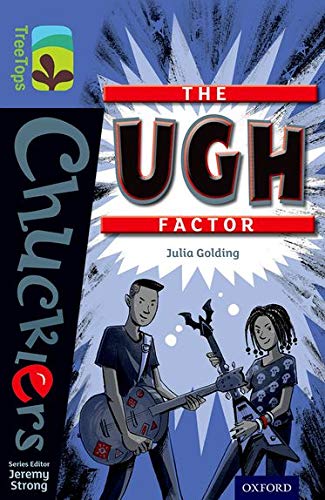 Book cover: "The Ugh Factor" with illustration of two teens and guitars.
