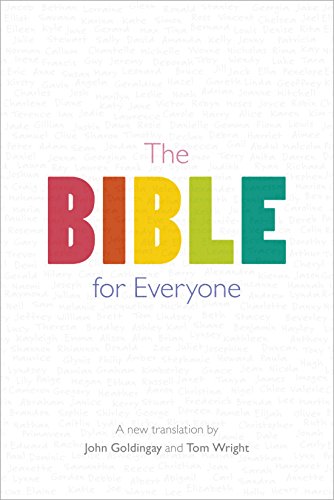 The image depicts a book cover with a white background and multicolored text. Alt text: White book cover with "The Bible for Everyone" in multicolored letters.