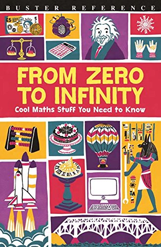 Book cover, “From Zero to Infinity,” with math and science illustrations.