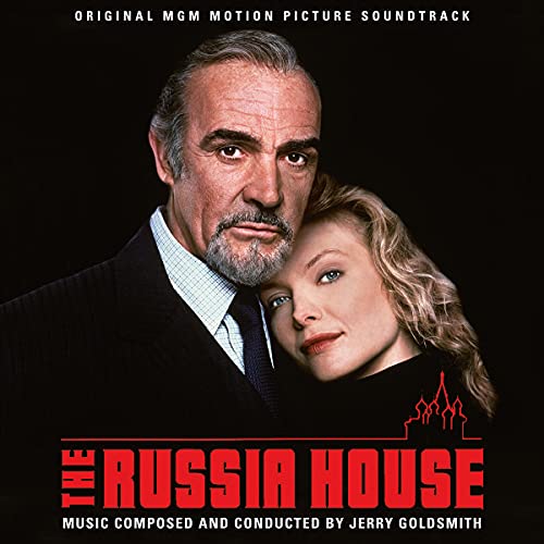 CD cover for "The Russia House" soundtrack featuring Sean Connery and Michelle Pfeiffer.