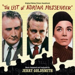 CD cover for "The List of Adrian Messenger" soundtrack with three portraits.
