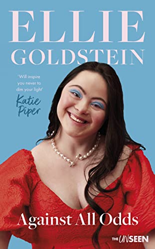 Book cover featuring Ellie Goldstein in a red dress, smiling at the viewer.