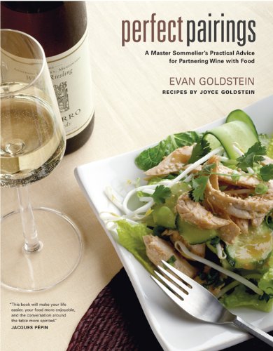 Book cover with wine glasses, salad, and title "Perfect Pairings.